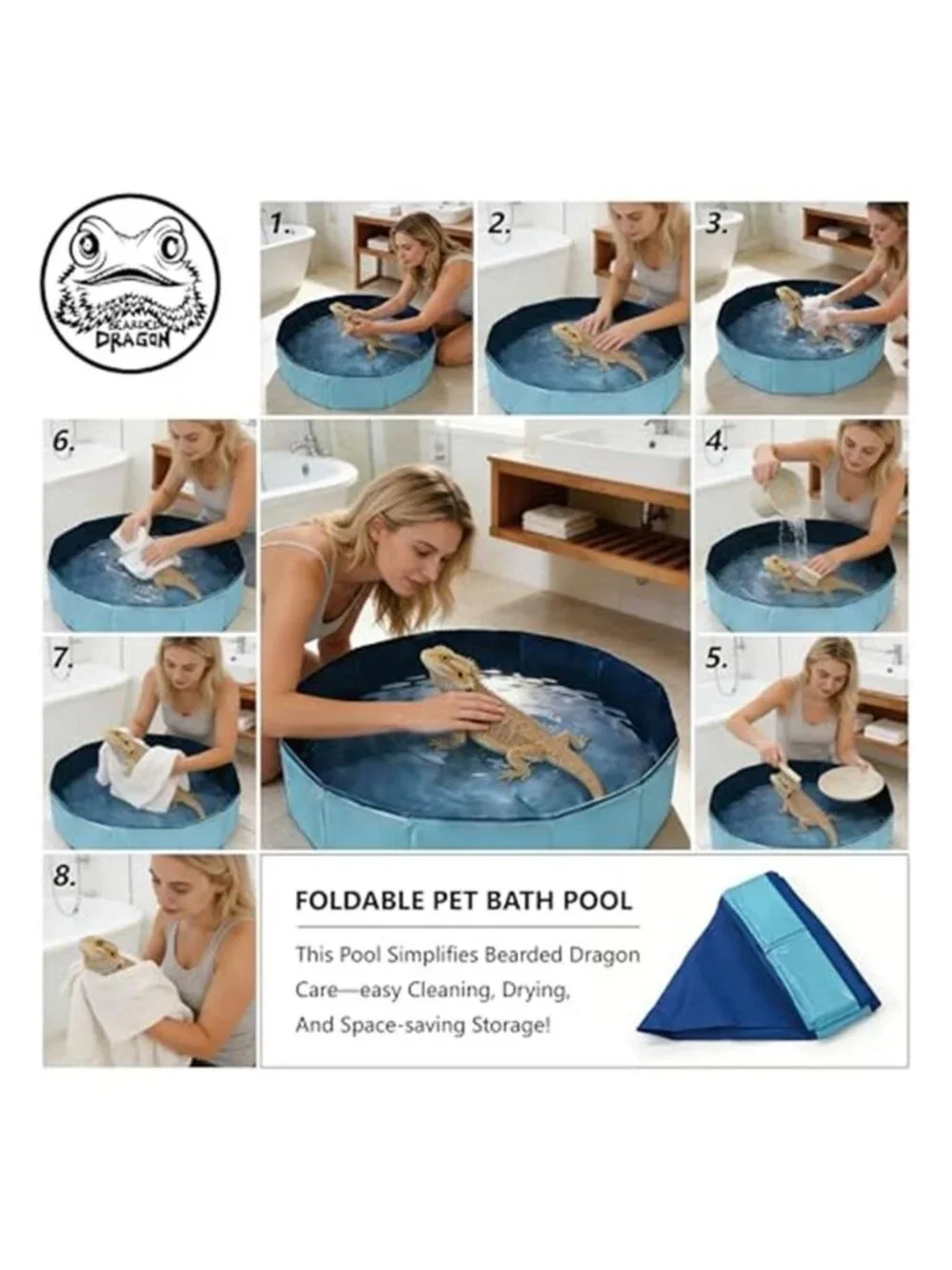 Foldable Pet Bath Pool Dog Bath Tub for Large & Small Dogs Cats 12